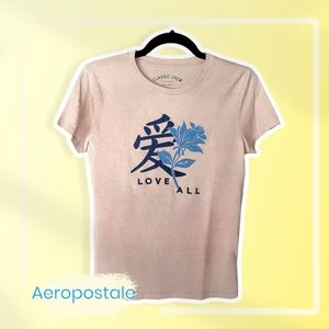 Aeropostale Classic Crew fit Pink Love Shirt